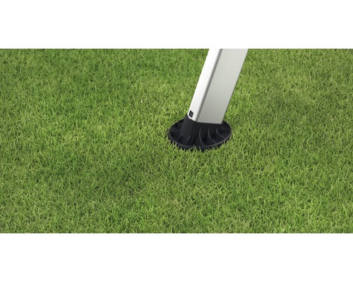 Detaljvy av en paviljongfot på gräs