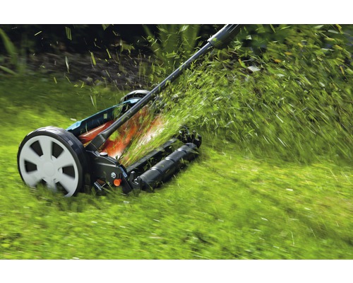 Cylindergräsklippare som klipper gräs