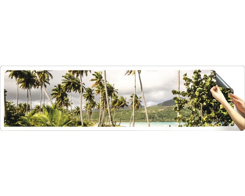 Väggdekal med ett motiv av palmer på stranden