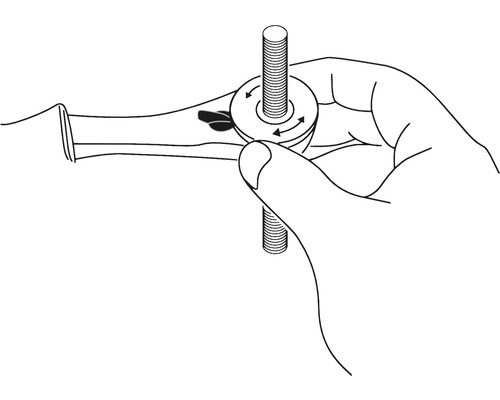 Illustration av en hand som vrider en gängad spindel