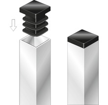 Lamellstopp KAISERTHAL för fyrkantsrör plast svart 15x15mm 4-pack-thumb-2