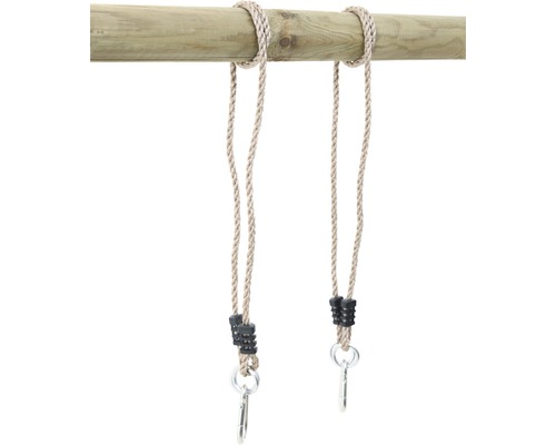 Gungsrep med karbinhakar för fastsättning på en träbjälke