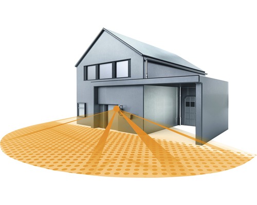 Hus med rörelsedetektor för att upptäcka rörelser utomhus