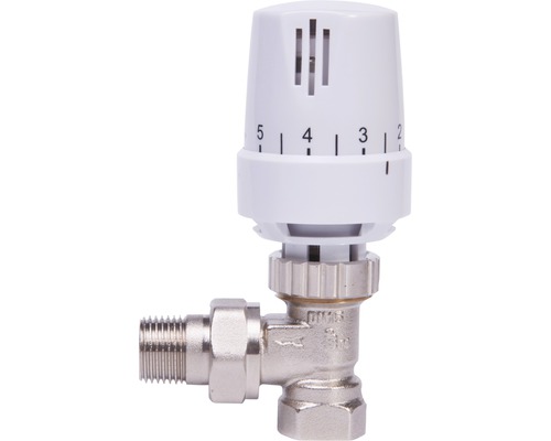 Termostatventilset 1/2" vinkel vit M30x1,5 Radiatortermostat med reglerhuvud och vinkelventil