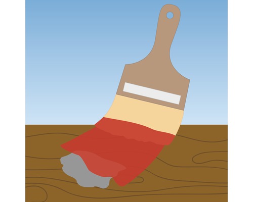 Illustration av en pensel som applicerar färg på trä