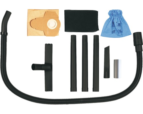 Dammsugartillbehör med slang, munstycken, filter och dammsugarpåse