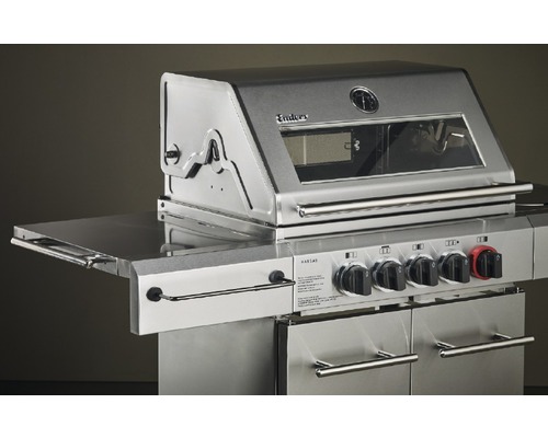 Enders gasolgrill med sidobord och fönster i locket