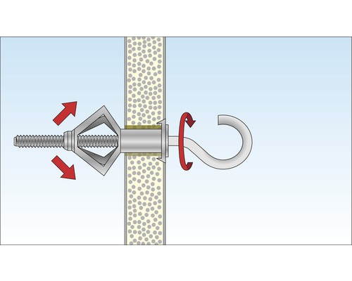 Illustration av en montering av vippankare i en vägg