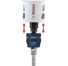 Hålsågsfäste med Bosch-logotyp och röda pilar.