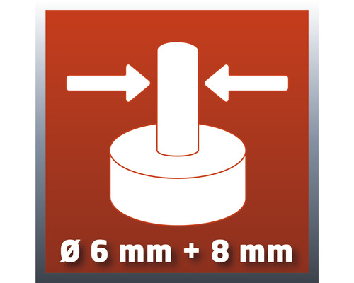 Symbol för lämplig för diametrar 6 mm plus 8 mm