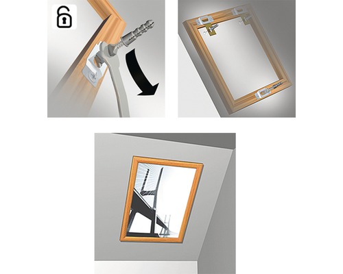 Illustration av montering av en tavelupphängning på en träram