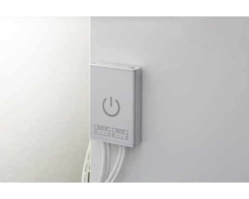 LED-transformator med ingångs- och utgångsanslutningar samt strömbrytare