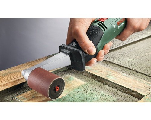 BOSCH Logo Sliprulle som används på ett trästycke