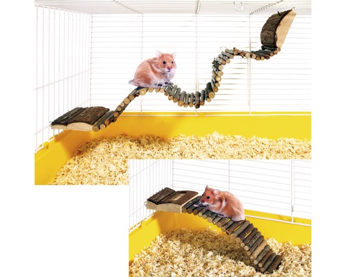 Hamster i bur med trästege