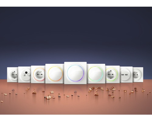 Olika strömbrytare och uttag i rad