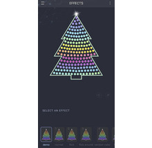 Smartphone-app för att styra effekterna av en LED-ljusslinga i form av en julgran