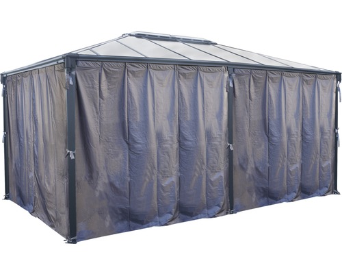 Paviljong med gardiner för utomhusbruk