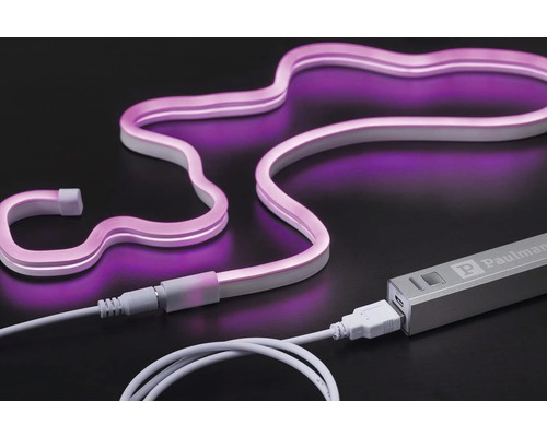 Paulmann logotyp. Flexibel LED-ljusslinga med USB-kabel och anslutning.