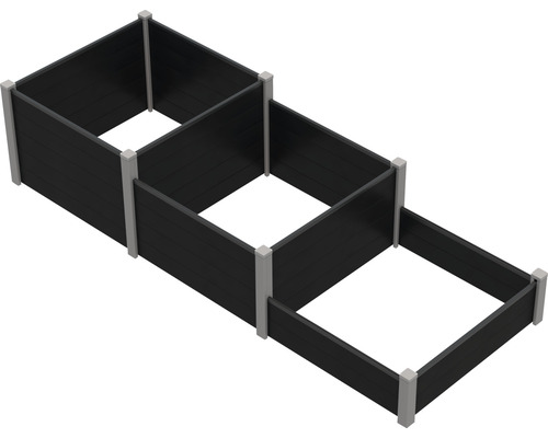 Upphöjd trädgårdssäng i plast med tre nivåer