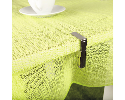 Bordsdekoration med duk och bordsduksklämma