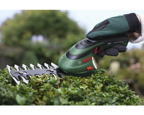 Bosch Logo. Batteridriven busksax som används på en häck.