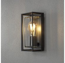 Rektangulär vägglampa av metall och glas med glödlampa