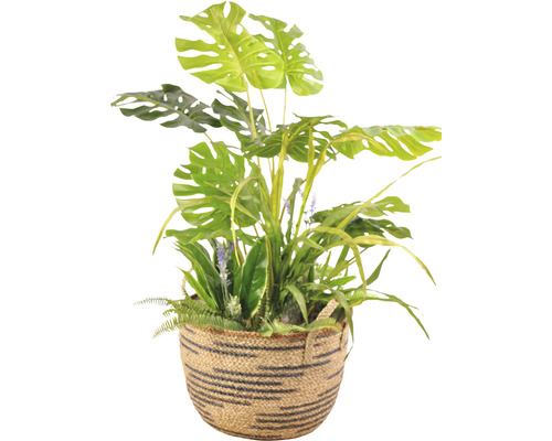 Korg med konstgjorda krukväxter