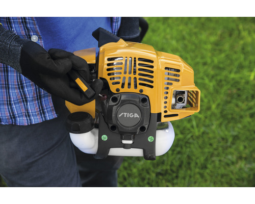 Stiga logotyp på en röjsåg