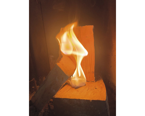 Brinnande tändved i ugnen