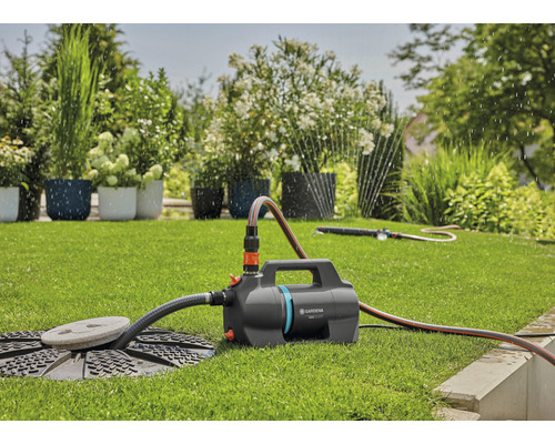 Trädgård med bevattningssystem och trädgårdspump från Gardena