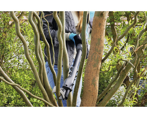 Kvinna beskär grenar med en grensax