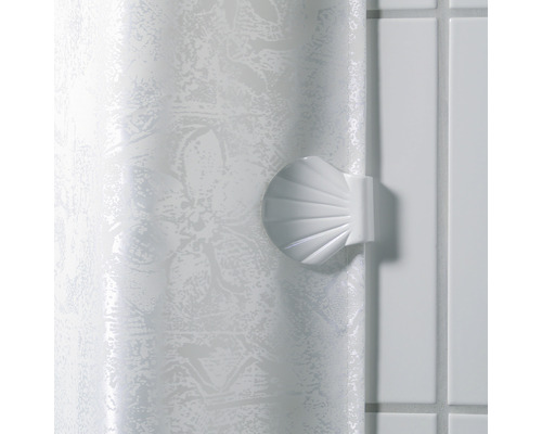 Dekorativ duschdraperihållare i form av ett snäckskal