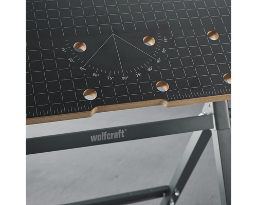 Wolfcraft arbetsbänk med vinkeldisplay och hålrader