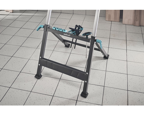 Arbetsbänk från Wolfcraft på klinkergolv