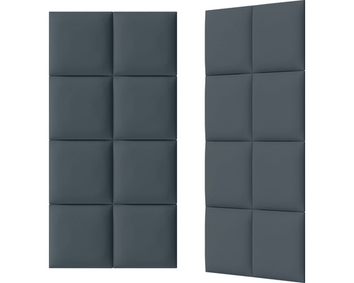 Två grå väggpaneler med fyrkantig design