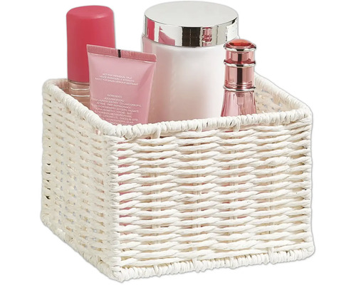 Flätad förvaringskorg med kosmetiska produkter