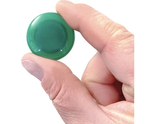 Grönt möbelknopp hålls i handen