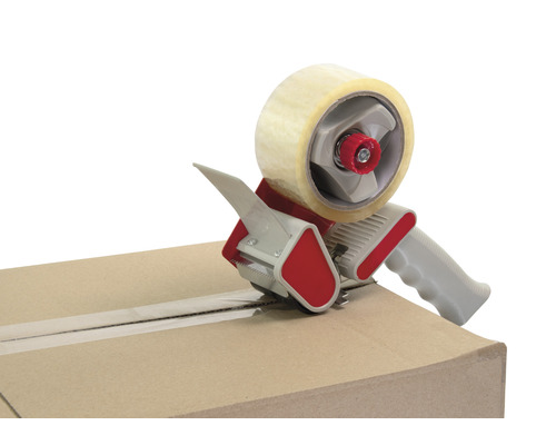 Förpackningstejpdispenser på en kartong