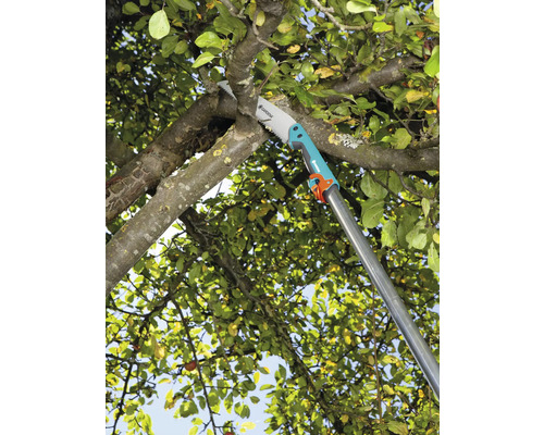 Gardena grensax används på en trädgren