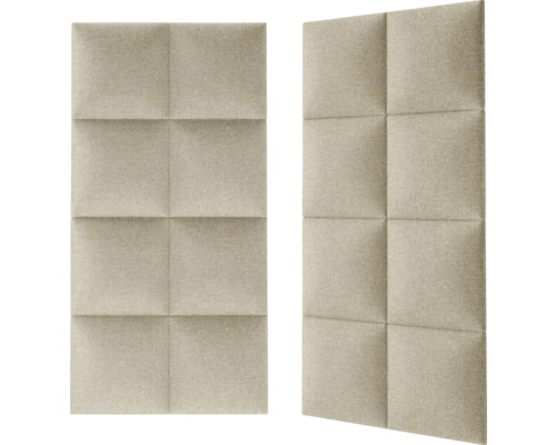 Två ljudisoleringspaneler med kvadratisk klädsel