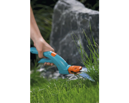 Trädgårdssax som klipper gräs