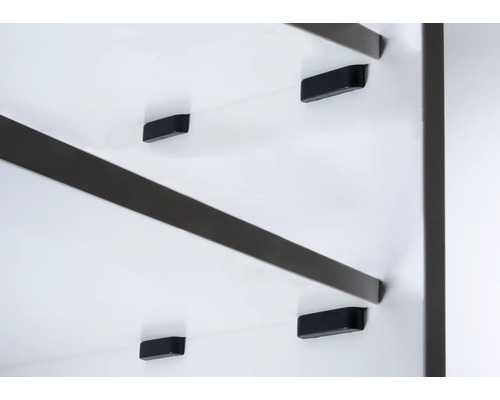 Detaljvy av ett skåp med hyllor och fästen