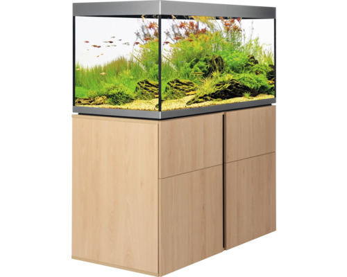 Akvarium med underskåp, planterat och med fiskar