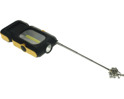 Arbetslampa med teleskoparm och magnetiskt huvud för att plocka upp skruvar