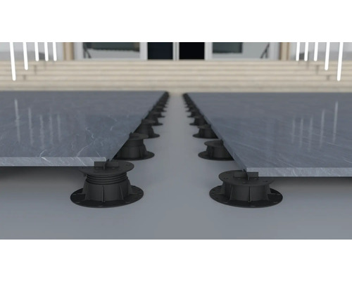 Terrassplattor lagda på ställbara fötter