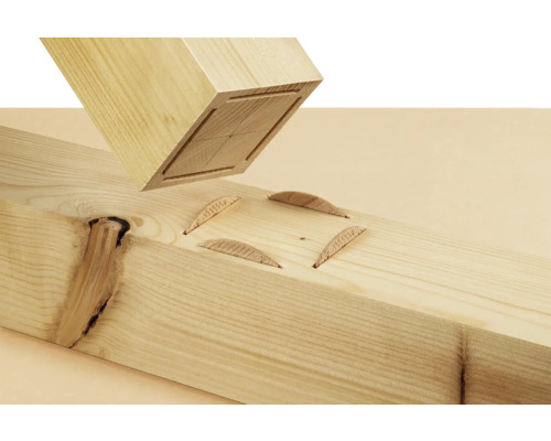 Träförbindelse med lameller och en träbjälke