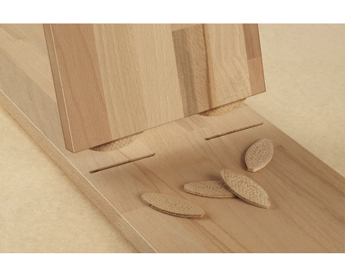 Trästycke med Lamello träfogar