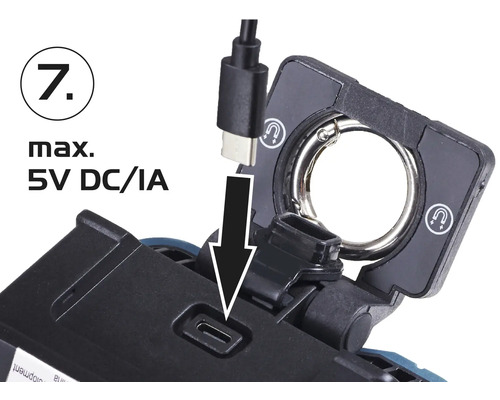 Laddning av en arbetslampa med USB-kabel