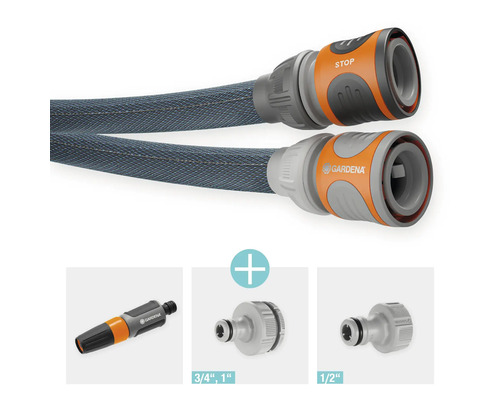 Gardena Textilslang Liano Xtreme 15 meter set med trädgårdsslang, slangkopplingar och krankopplingar