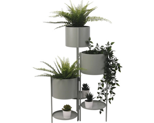 Växtställ med tre nivåer och olika växter